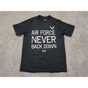 Under Armour T Shirt Mens Medium Black The Tech Tee US Air Force Never Back Down